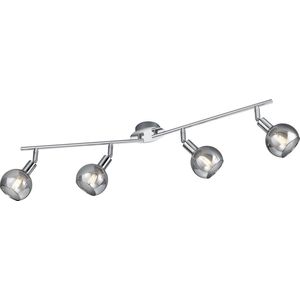 LED Plafondspot - Trion Brista - E14 Fitting - 4-lichts - Rond - Glans Chroom - Aluminium