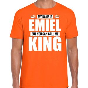 Naam cadeau My name is Emiel - but you can call me King t-shirt oranje heren - Cadeau shirt o.a verjaardag/ Koningsdag XXL