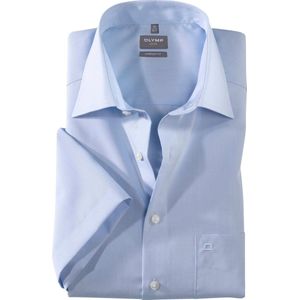 OLYMP Luxor comfort fit overhemd - korte mouw - popeline - bleu - Strijkvrij - Boordmaat: 49