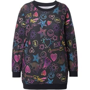 Angel of Style Angel of Style - Dames - Sweatshirt comfortabele pasvorm stripboek-print - Zwart - Maat 42