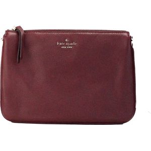 Lederen Triple Gusset Crossbody Handtas - Kersenhout