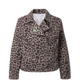 Angel of Style Angel of Style - Dames - Bikerjas geweven twill luipaard metalen treklus - Donkerbruin - Maat 42
