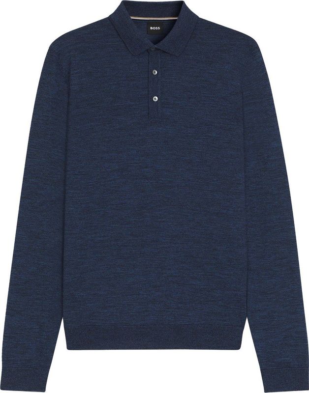 BOSS - Lancione - Gebreide Trui - Blauw - Regular Fit - Wol