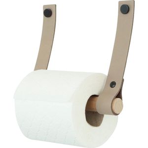 Leren toiletrolhouder (roldrager: rondhout)s-sTAUPE