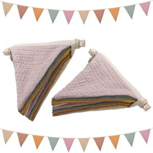 Vlaggenketting kinderkamer decoratie - dubbelzijdige kleurrijke vlaggetjesslinger - stoffen slinger voor huisbed