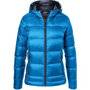 James and Nicholson Dames/dames Hooded Down Jacket (Blauw/Zwaar)