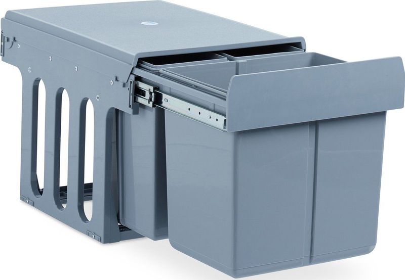 Inbouw Prullenbak - Grijs - Kunststof - 3 Vuilbakken