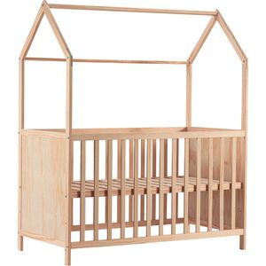 Cabino Babybed / Ledikant Huisje Sterre met verstelbare bodem 60x120 cm - Naturel