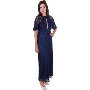 John Zack Marineblauwe kanten maxi met uitsnede