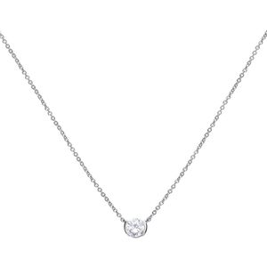 Diamonfire ketting - zilver gerodineerd - ankerschakel - carat - 1.00 ct - rond - span zetting - 42 cm