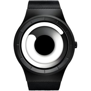 SINOBI 2.0 - Originele Smartwatch - Horloge heren - Quartz horloge met stalen Band (zwart + wit) - Lichtgevende wijzers