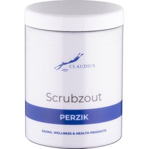 Scrubzout Perzik in handige pot - 1250 gram - met witte deksel - Hydraterende Lichaamsscrub