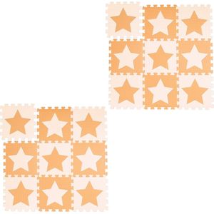 Relaxdays 18x speelmat foam sterren - puzzelmat - speelkleed - vloermat - oranje-beige