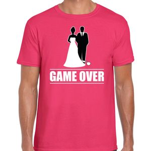 Bellatio Decorations vrijgezellen feest t-shirt heren - Game Over - roze - bachelor party/bruiloft XL