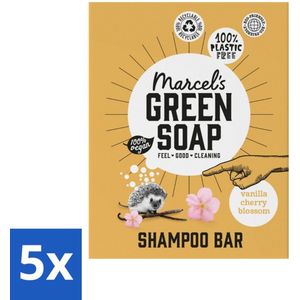 Marcel's Green Soap - Shampoobar - Vanilla & Cherry Blossom - Versterkt & verzorgt - 90 gr - Bulkverpakking - 5 stuks