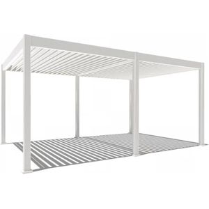 Orion Deluxe elektrische overkapping met LED - 360 x 530 cm - wit - Elektrisch lamellen dak en Luxe uitstraling - Volledig Aluminium terrasoverkapping met LED verlichting - Perfect te gebruiken als Tuinprieel / Carport / Veranda / Pergola