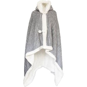 LINNICK Flanel Fleece Hoodie Met Capuchon Croco - Zilver - 130x180cm - Fleece Plaid - Fleece Deken - Hoodie Deken - Hoodie Dames - Hoodie Heren - Fleece Deken met Capuchon
