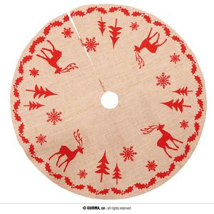 Fiestas Guirca - Kerstboomkleed jute rood winterlandschap - 85 cm
