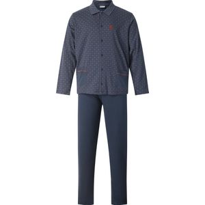 Gentlemen - aangeruwde klassieke heren pyjama 114296 met doorknoop - warm interlock - donkerblauw - maat M