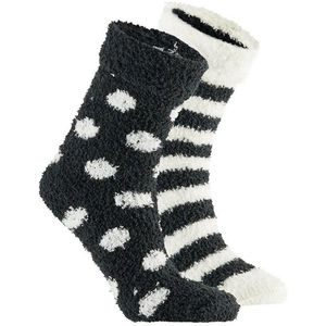 Apollo bedsokken / huissokken - kinderen - 2-pack - zwart/wit - one size - Slaapsokken - Slofsokken