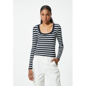 Koton - Trui - Marine/Wit - Gestreept - Slanke Pasvorm - Lange Mouw
