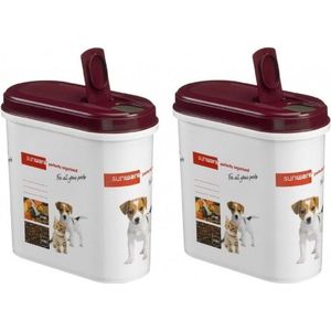 Sunware Kattenvoer/hondenvoer huisdieren - 2x - voedsel/voercontainer - grote bus - kunststof - 2.2 liter - strooidoos