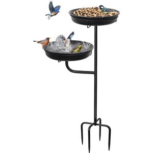 JGS ® Vogelvriendelijke Tuinfontein met Voer- en Waterbak voor Wilde Vogels
