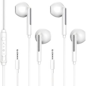 2x Bedrade Oordopjes - Oortjes met draad en microfoon - 3.5 mm jack aansluiting