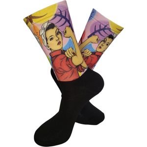 Girl Power -Liefste Mama - Bonus Mama Moeder - Hou van je - Verjaardag - Gift - Mama cadeau - Mam -Sokken met tekst - Witte sokken - Cadeau voor vrouw - Kado - Sokken - Verjaardags cadeau voor haar - Moederdag - LuckyDay Socks - Maat 41-46