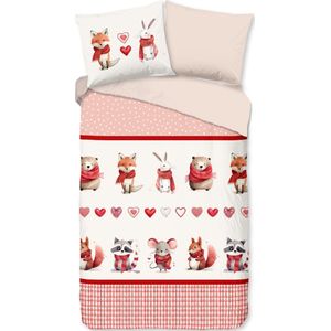 Warme flanel kids dekbedovertrek Luay - 140x200/220 (eenpersoons) - vrolijke uitstraling - heerlijk zacht en comfortabel - donsachtig laagje - ademend en huidvriendelijk - ideaal voor de kinderkamer