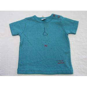 petit bateau , jongens, t-shirt kortem ouw , turquoise , douche , 12 maand 74