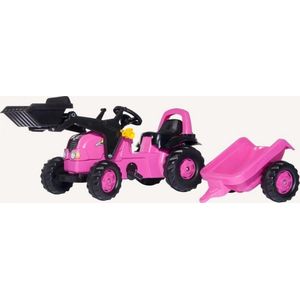 Rolly Toys Kid roze met voorlader en aanhanger