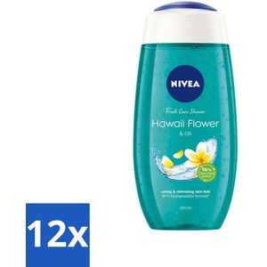 NIVEA - Douchegel - Hawaii Bloem & Olie - Verzorgend & Verfrissend - 250 ml - Voordeelverpakking - 12 stuks