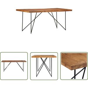 The Living Store Eettafel 180x90x76 cm massief acaciahout - Industriele Eettafel - Eettafel Acacia - Houten Eettafel - Salontafels - Diningtable