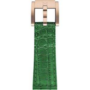 Marc Coblen horlogeband -  22mm - Donkergroen leer croco -  Rosékleurige gesp