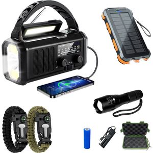 Noodradio Solar Opwindbaar - 10.000mAh - Solar Powerbank 20.000mAh - Draagbare en Opwindbare Radio - Nood Radio - Noodradio dab Solar Opwindbaar - Noodpakket voor thuis - Oorlog - Denk vooruit - Overlevingspakket - Bij Rampen