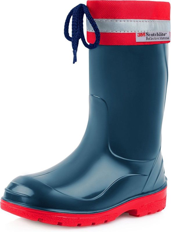 Ladeheid - LA-LMG-972-Kim - Kinder Regenlaarzen - Donkerblauw Rood - Hoog met Veters - Waterdicht