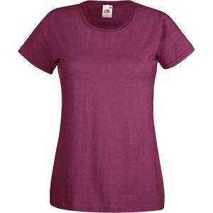 Fruit Of The Loom Dames / Vrouwen Damens-Fit Valueweight T-shirt met korte mouwen (Bordeaux)