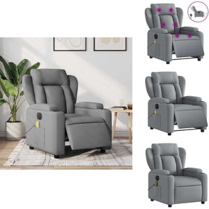 vidaXL Elektrisch Verstelbare Massagestoel - Elektrisch Verstelbare Massagestoelen - Elektrische Massagestoel - Massagestoel - Massagestoel elektrisch verstelbaar stof lichtgrijs