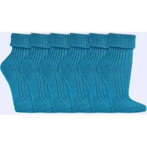 Wollen sokken | Dames sokken | 100% Natuurlijk | Kleur: Blauw | 35-38 / 39-42 | 6 paar