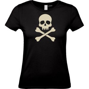 Dames T-shirt Pirate Skull | Halloween Kostuum Volwassenen | Halloween | Foute Party | Zwart dames | maat L