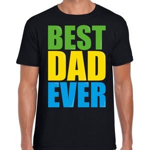 Best dad ever / Beste vader ooit fun t-shirt met gekleurde letters - zwart -  heren - Fun  /  Verjaardag cadeau / kado t-shirt / Vaderdag M