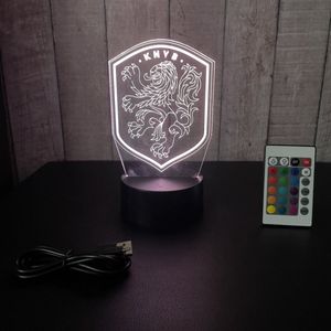 Klarigo® Nachtlamp – 3D LED Lamp Illusie – 16 Kleuren – Bureaulamp – Nederlands Elftal - Oranje Legioen - Voetbal - EK 2024 – UEFA - Nachtlampje Kinderen – Creative lamp - Afstandsbediening