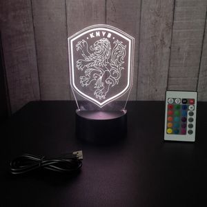 Klarigo®️ Nachtlamp – 3D LED Lamp Illusie ��– 16 Kleuren – Bureaulamp – Nederlands Elftal - Oranje Legioen - Voetbal - WK 2022 Qatar – Nachtlampje Kinderen – Creative lamp - Afstandsbediening