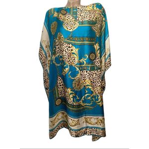 Kaftan -Tuniek - Jurk - Satijn van Viscose - Zijde Onesize 38-48 turqoise