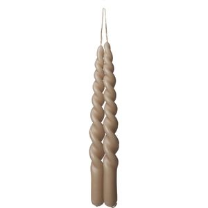 Twisted kaarsen taupe - 2pc - swirl- candle