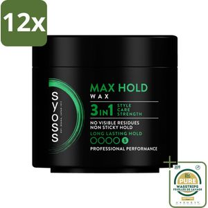 SYOSS - Max Hold Haarwax - Verzorging - Langdurige Styling - 150ml - Voordeelverpakking - 12 stuks - Langdurige hold - Natuurlijke glans