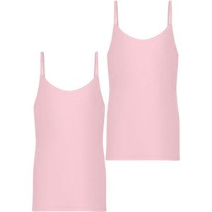 RJ Bodywear - Pure Color 2-pack Meisjes Spaghetti Top Roze - maat 158/164 - Roze