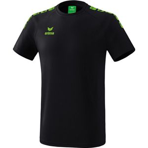 Erima Essential 5-C T-Shirt Heren - Zwart / Green Gecko | Maat: L
