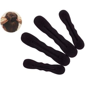 Inovra - Magische haarknoophulp set voor haarstyling - Zwart - Schuimspons - Doe-het-zelf styling - Accessoires voor dames en meisjes - 4 stuks